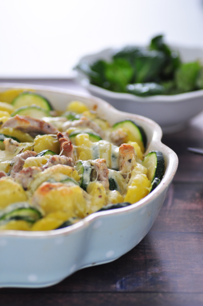 Rezept • Kartoffel-Zucchini-Gratin mit Zitronensauce