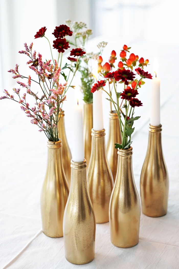 small golden vases bottles party diy