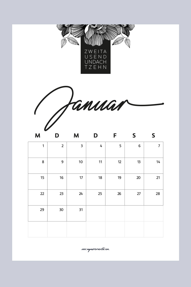 Meine Kalender 18 Zum Ausdrucken Fur Dich My Mirror World