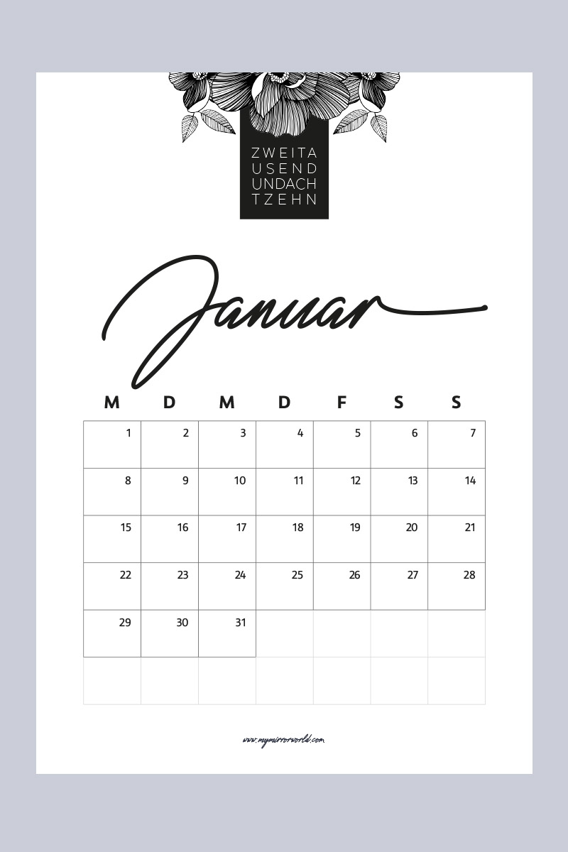 DIY Kalender 2018 zum Ausdrucken – free printable calendar 2018