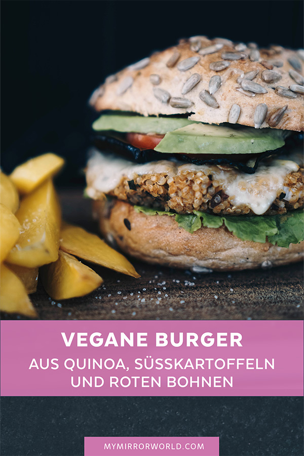 Rezept vegane Burger mit Quinoa Suesskartoffel Bohnen Patty