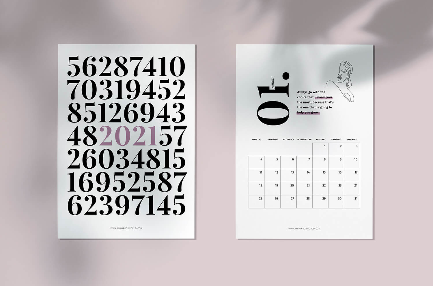 Kalender 2021 zum Ausdrucken Calendar 2021 Printable